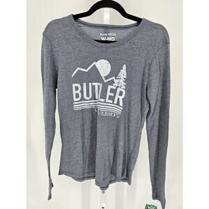 Butler University Womens Sz M Long Sleeve T Shirt Gray White Alma Mater NEW